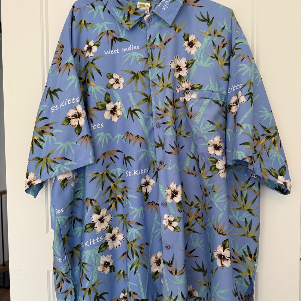 Blue Floral Casual Button Down Shirt Vintage XXL Rima
